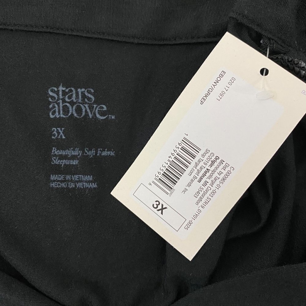 Stars Above Womens Black Long Sleeve Top and Pants Pajama Set Plus Size 3X - Picture 8 of 9